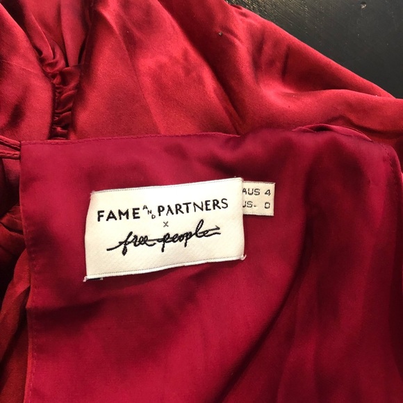 NWOT Free People burgundy Charmian silk dress - Picture 6 of 7